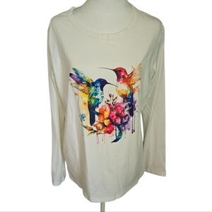 Colorful Hummingbird Print Women's Top